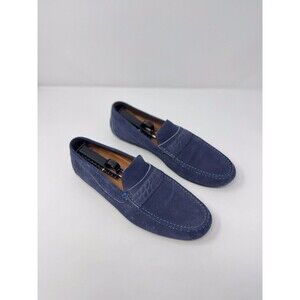 Aquatalia Men Shoes Blue Leather Penny Loafer Slip On Italian Suede Driving US 9